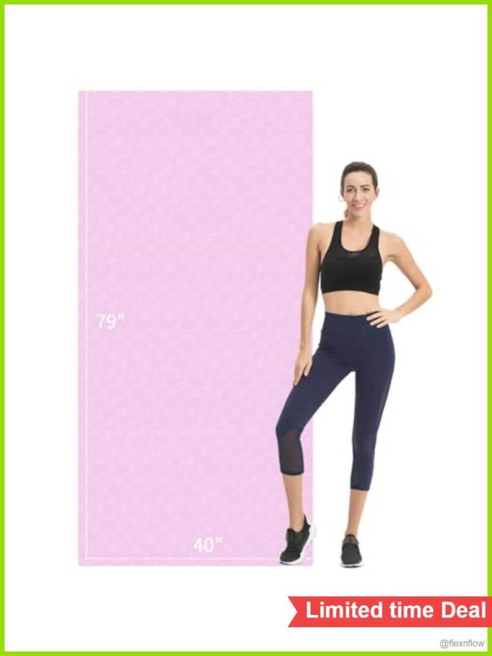Extra Long 79"x40" Non-Slip TPE Yoga Mat 1/2" Thick for Home Gym, Pilates,